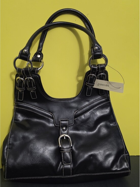 Handbags - Vintage 90s St Johns Bay Black Genuine Leather Hobo Bag New